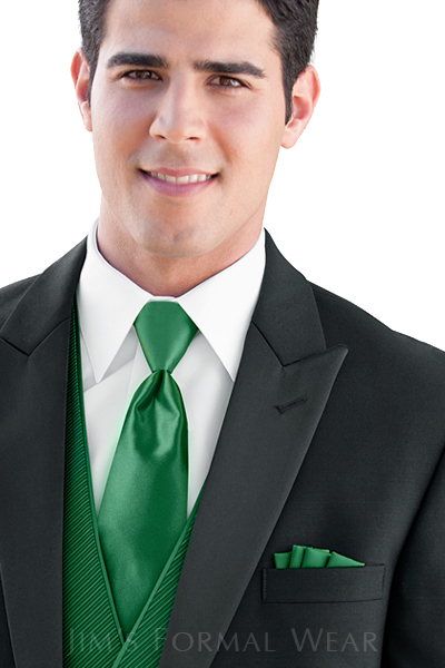 Tuxedo with Green Pocket Square and Tie