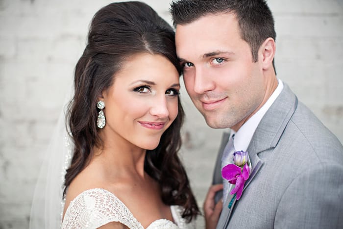 Real Wedding - Tara and Spencer in Heather Grey Savoy Slim Fit Tuxedo by Jean Yves