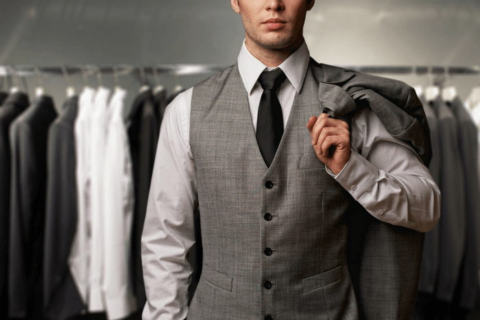 suits for an athletic body type vest and tie