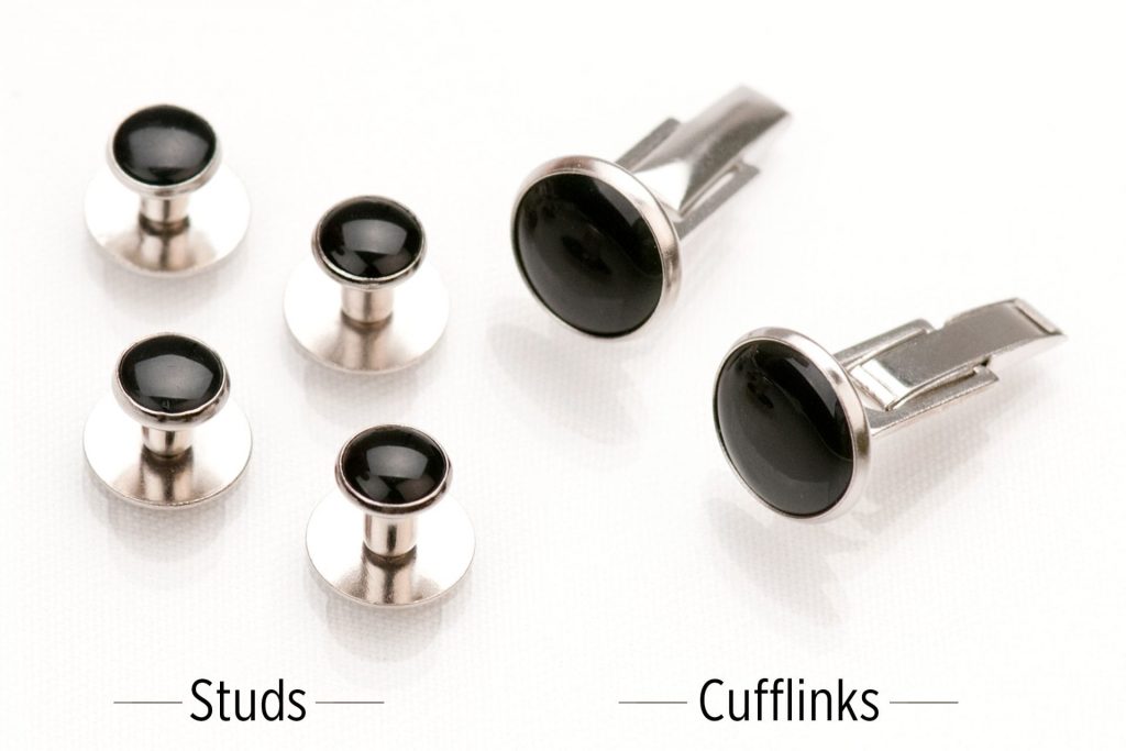 Tuxedo Studs and Bullet Cufflinks Set Nickel, Prom – Bullet