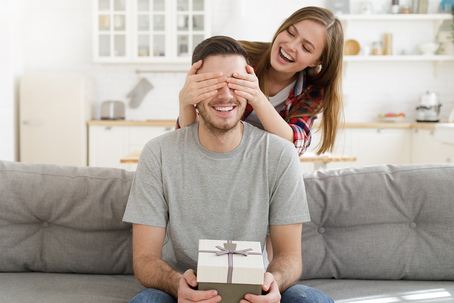 man receiving gift