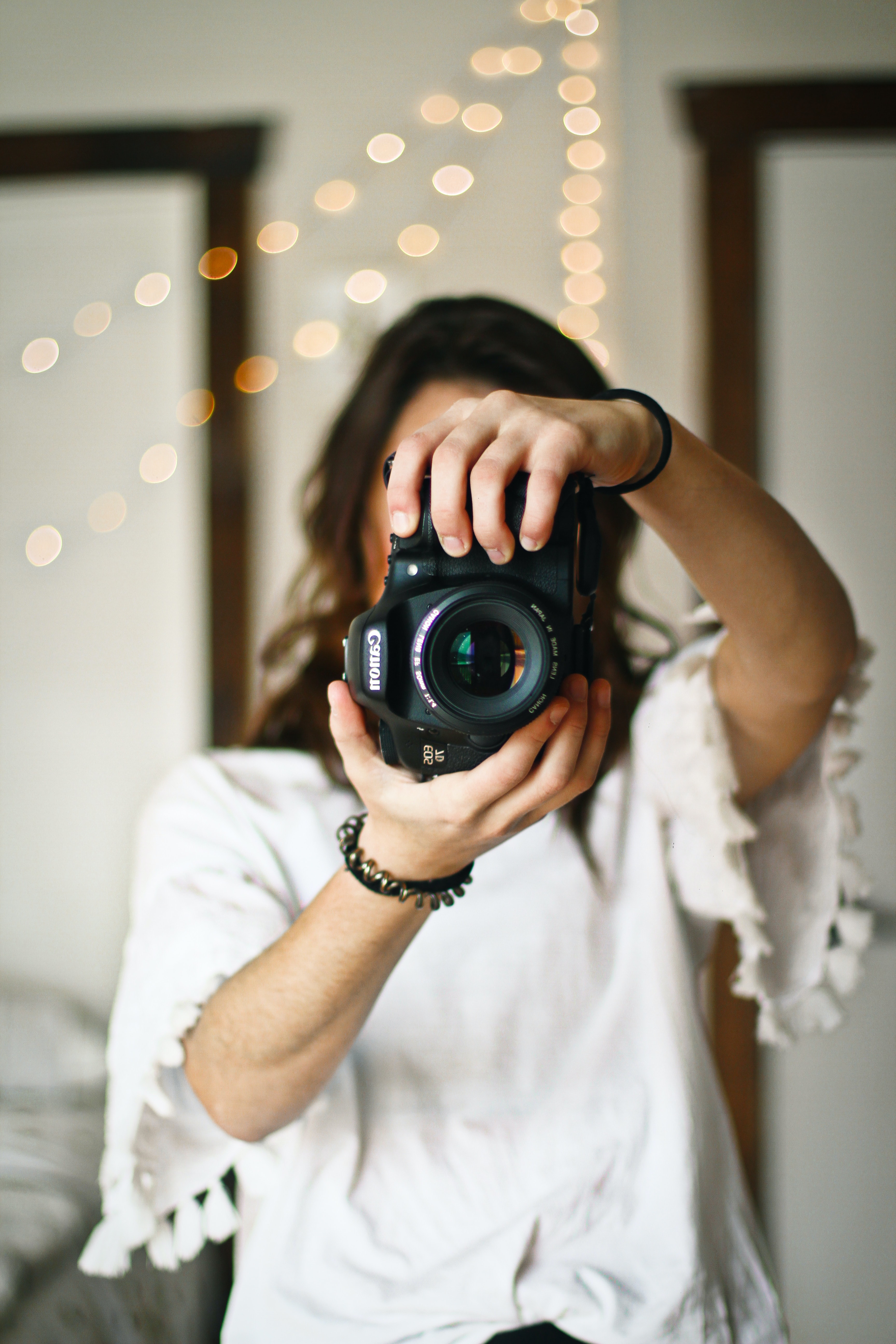 woman holding camera