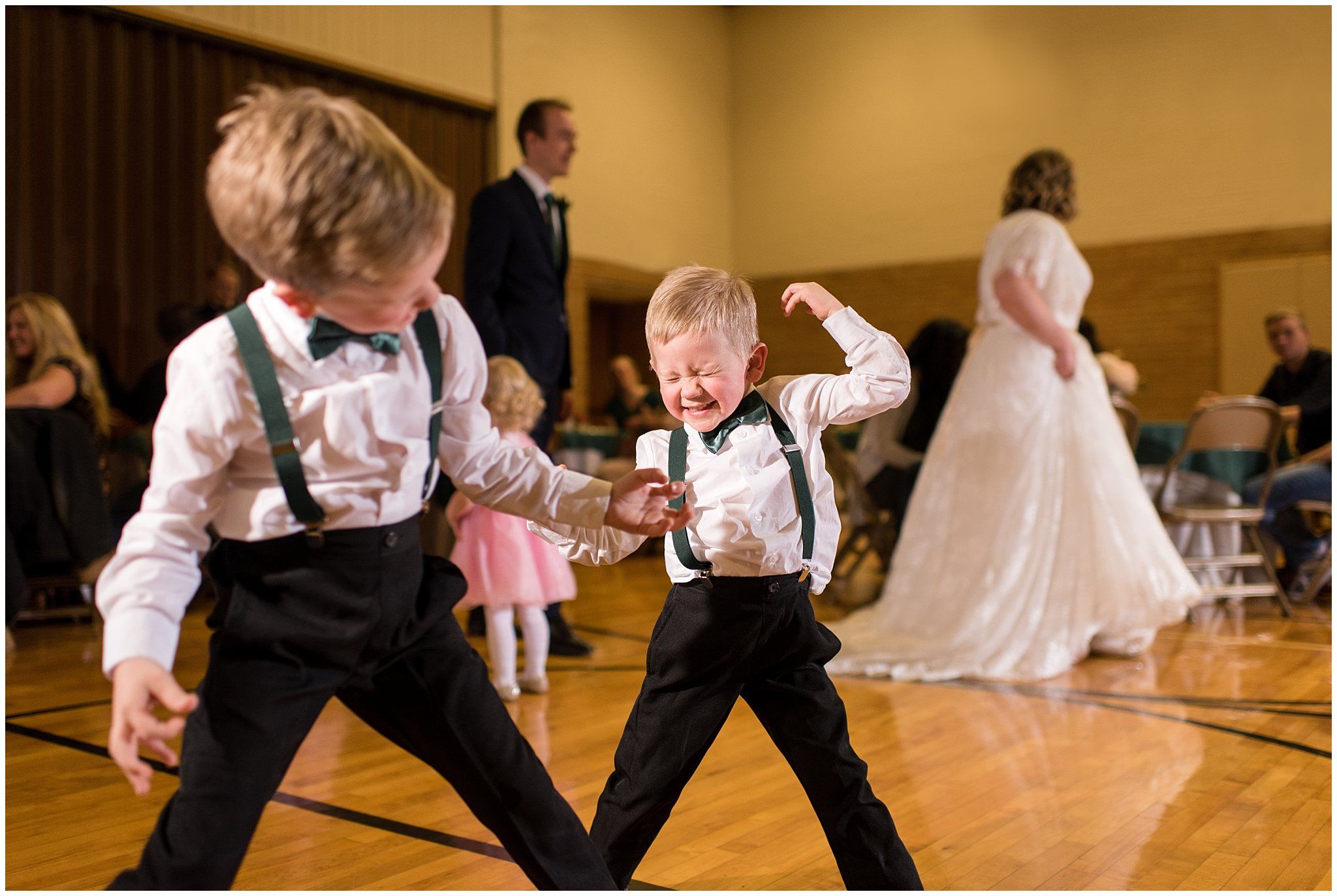 entertain kids at your wedding - ringbearers dancing 