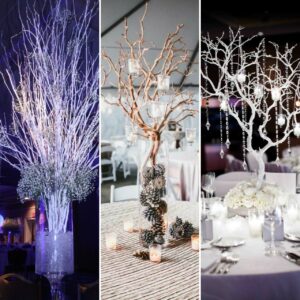 winter wedding decorated trees