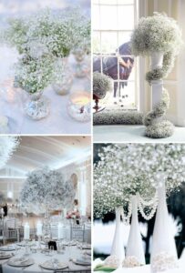 winter wedding baby's breath floral arrangements