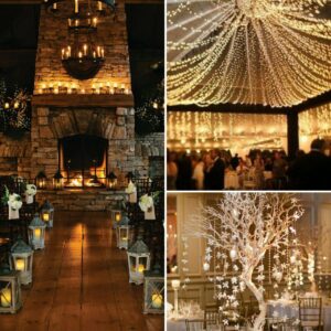 winter wedding decor lighting