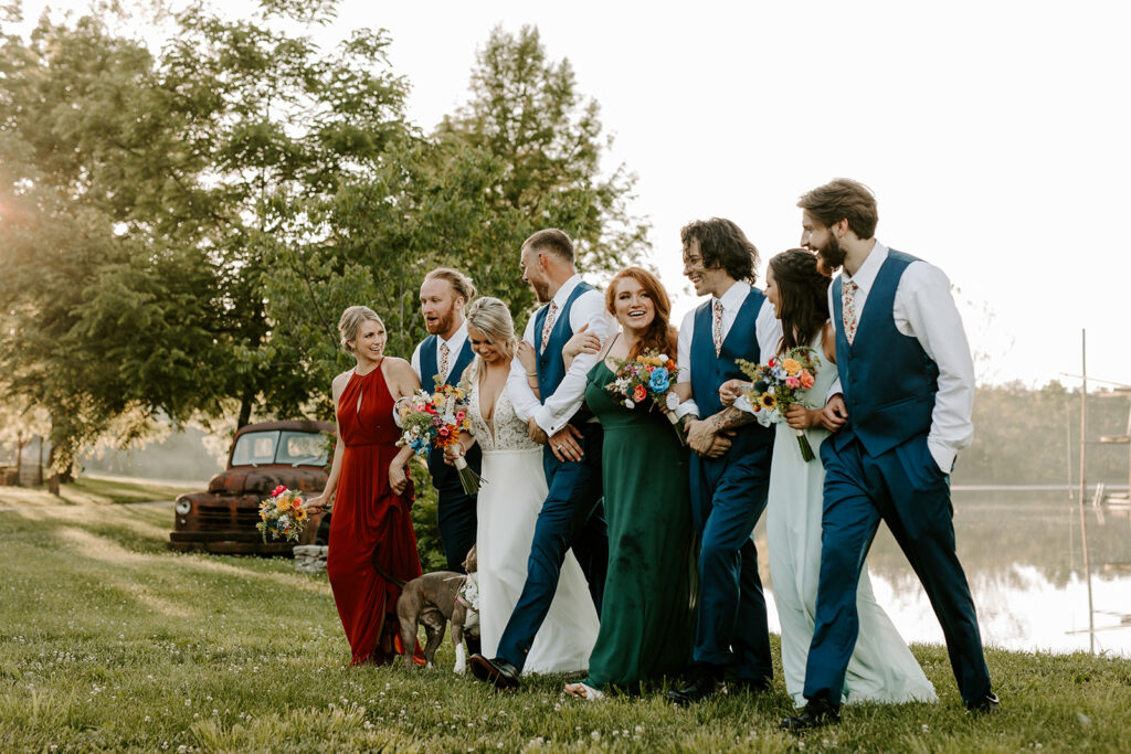 tasks to delegate - wedding party walking arm in arm