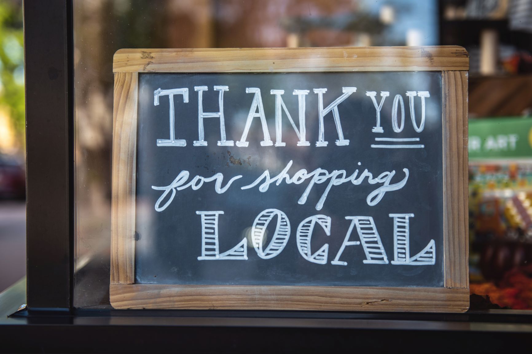 support small businesses - shop local chalkboard sign