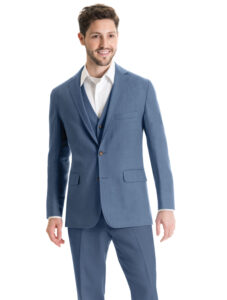 guy in blue linen suit with no tie