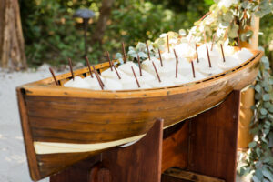 canoe with coconut drinks