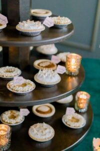 mini pies on a tier stand