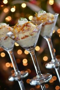 loaded mashed potatos in martini glass