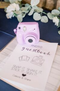 Pink Polaroid camera for guest to use on wedding day for guest book 
