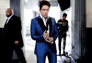 Actor Ben Stiller as Zoolander in blue suit