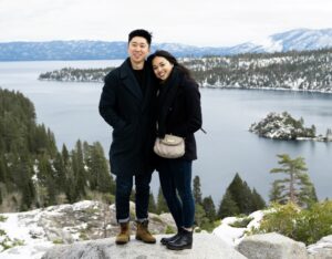 couple at Lake Tahoe on honeymoon