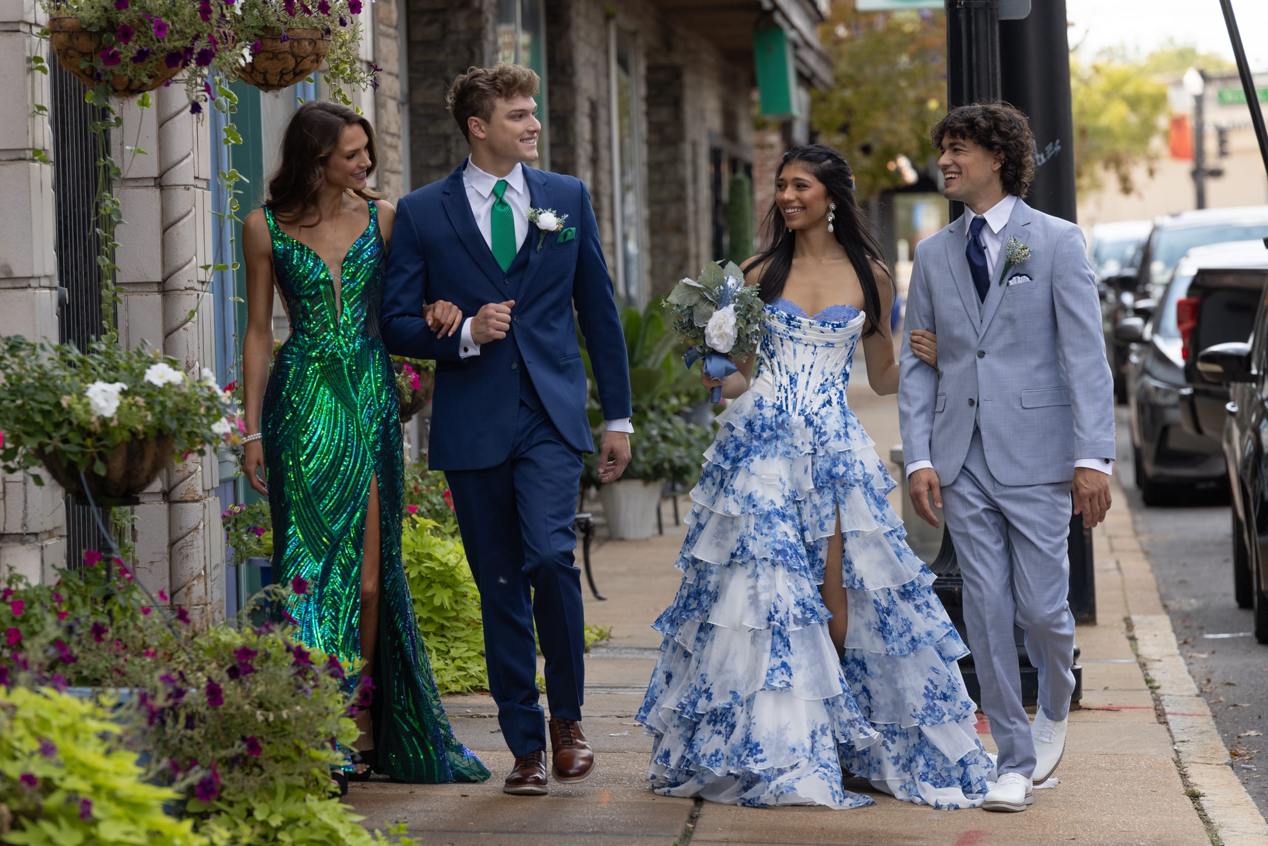 Group of friends in their prom looks